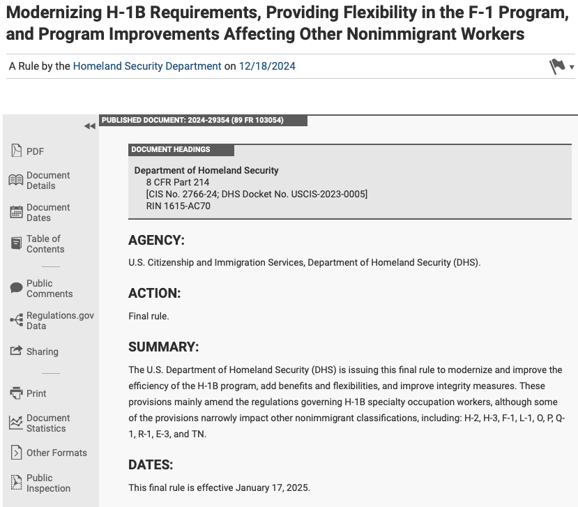 H1B Modernization rule